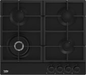 Варочная панель газовая Beko BHGM6422K5WB черный, Газ-контроль, чугун, WOK