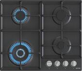 Варочная панель газовая Gorenje GW641EXB черный с серебристыми ручками, 60 см, чугун, WOK
