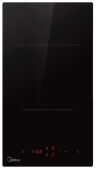 Варочная панель Midea MCH32203 черная, 28,8 см, 2 конфорки Hi-Light, таймер, блокировка