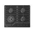 Варочная панель газовая Midea MG593TGB, черное стекло, WOK-конфорка,Чугунные решетки